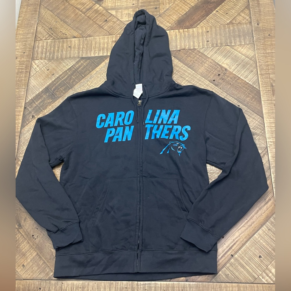 Majestic NFL Carolina Panthers Full-Zip Hoodie Black Men's Size Large